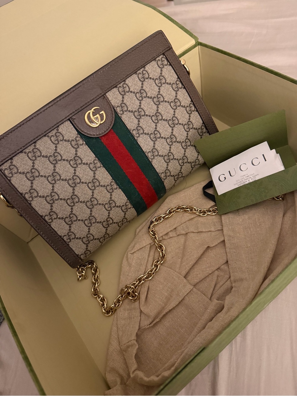 Gucci Brown GG Canvas Shoulder Bag with Green-Red Web Stripe - Picture 4 of 10